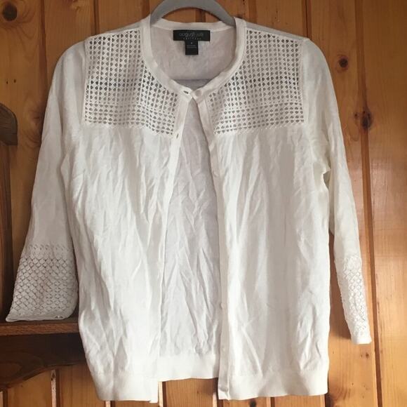 August Silk Heritage Off White Button Up Cardigan - Picture 2 of 5